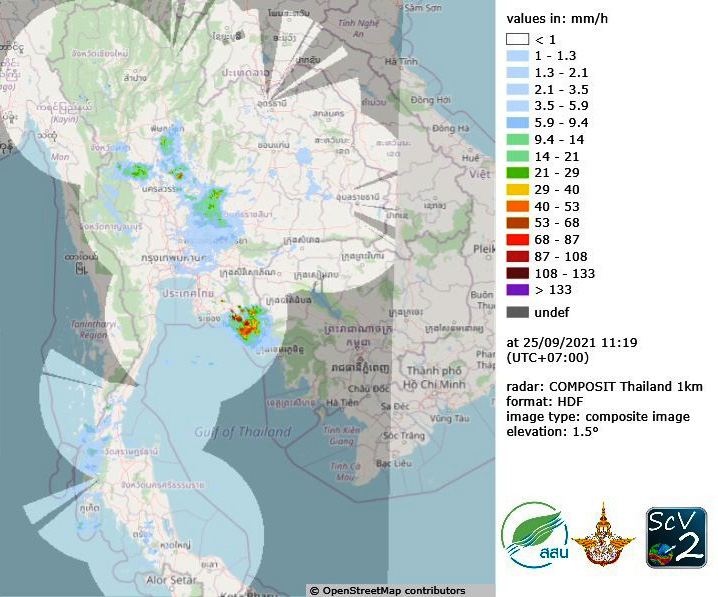 Thailändisces Radarkomposits mit nun neuen Radars